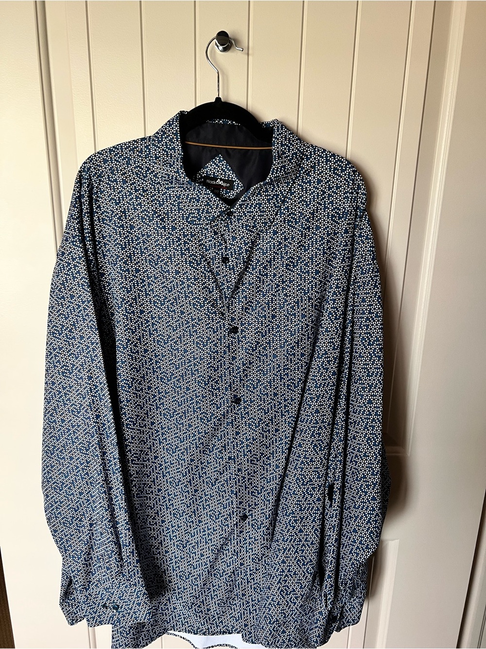 Classic Men's Printed Button-Up Shirt Jacket - Blue